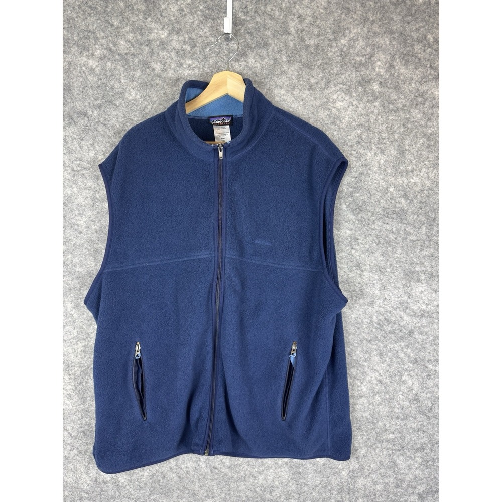 Patagonia Synchilla Vest Mens 2XL Blue Full Zip Outdoors Fleece Vintage Pockets
